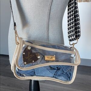 Clear STADIUM APPROVED BAG Crossbody Bag with Beige Trim